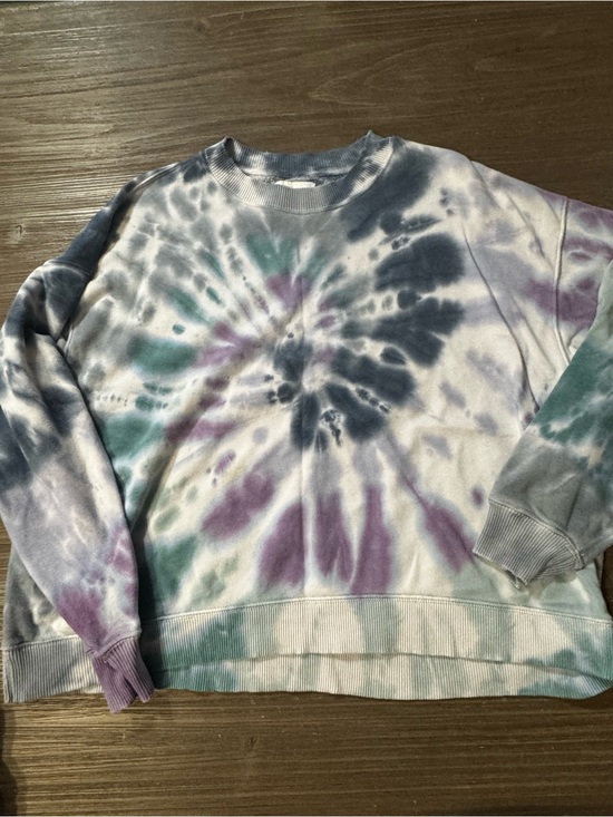 American Eagle Outfitters Tops - American Eagle Outfitters Tie-Dye Crewneck Sweatshirt - Blue, White & Gray